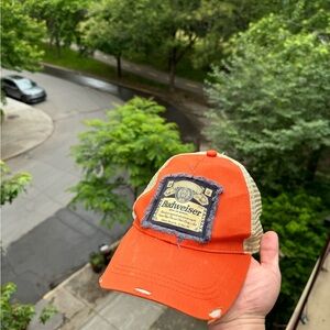 Vintage Budweiser 1876 Orange Cap Rare Model Y2K 90s